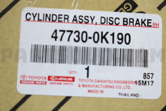 Toyota 477300K190 CYLINDER ASSY, FRONT DISC BRAKE, RH