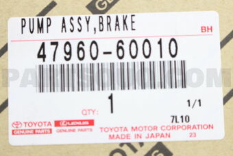 Toyota 4796060010 PUMP ASSY, BRAKE BOOSTER