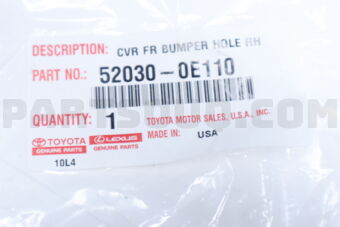 Toyota 520300E110 COVER ASSY FR