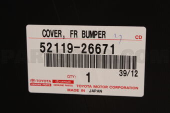 Toyota 5211926671 COVER FR BUMPER