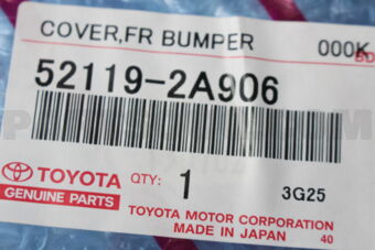 Toyota 521192A906 COVER, FR BUMPER