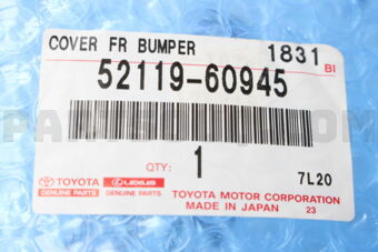 Toyota 5211960945 COVER, FRONT BUMPER