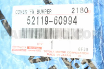 Toyota 5211960994 COVER, FRONT BUMPER