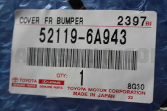 Toyota 521196A943 COVER, FRONT BUMPER