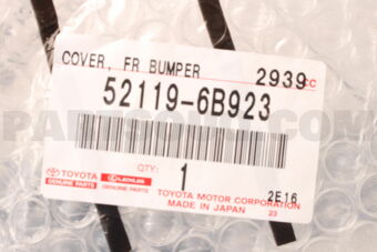 Toyota 521196B923 COVER, FRONT BUMPER