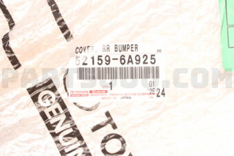 Toyota 521596A925 COVER, RR BUMPER L/PAINT W/RETAINER