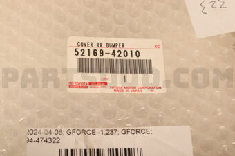 Toyota 5216942010 COVER, RR BUMPER