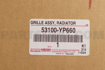 Toyota 53100YP660 GRILLE ASSY RADIATO