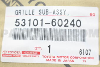 Toyota 5310160240 GRILLE, RADIATOR