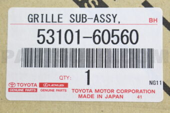 Toyota 5310160560 GRILLE, RADIATOR