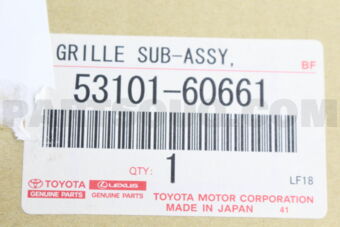 Toyota 5310160661 GRILLE, RADIATOR