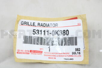 Toyota 531110K380 GRILLE, RADIATOR