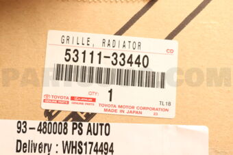 Toyota 5311133440 GRILLE, RADIATOR