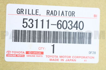 Toyota 5311160340 GRILLE, RADIATOR