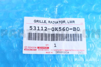 Toyota 531120K560B0 GRILLE, RADIATOR, LW