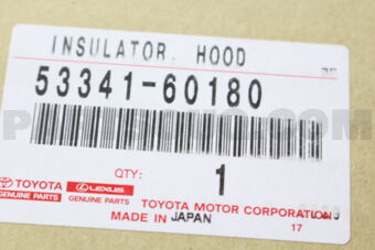 Toyota 5334160180 INSULATOR, HOOD