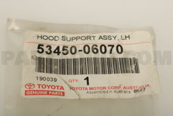 Toyota 5345006070 SUPPORT ASSY, HOOD, LH