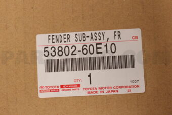 Toyota 5380260E10 FENDER SUB-ASSY, FR