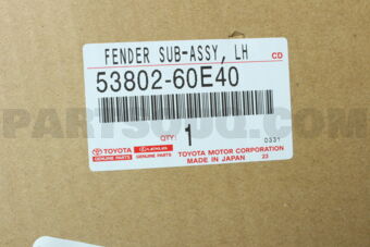Toyota 5380260E40 FENDER SUB-ASSY LH