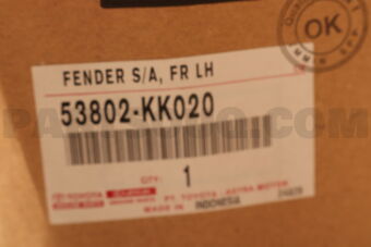 Toyota 53802KK020 FENDER SUB-ASSY, FR