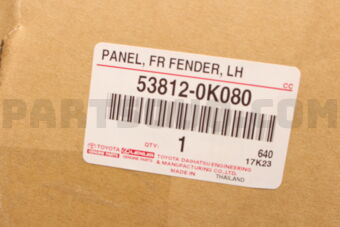 Toyota 538120K080 FENDER SUB-ASSY, FRONT LH