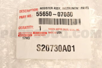 Toyota 5565007060 REGISTER ASSY