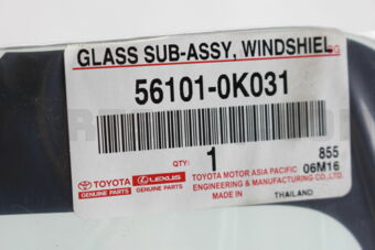 Toyota 561010K031 GLASS, WINDSHIELD