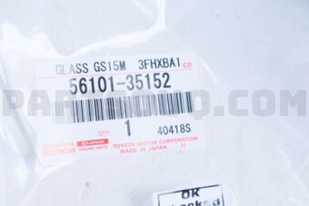 Toyota 5610135152 GLASS, WINDSHIELD
