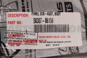 Toyota 5830706150 PANEL SUB-ASSY, BODY LOWER BACK