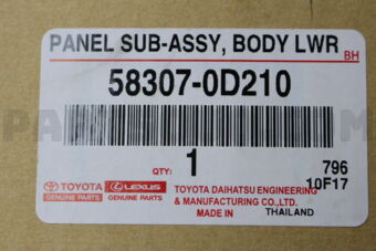 Toyota 583070D210 PANEL SUB-ASSY, BODY LOWER BACK