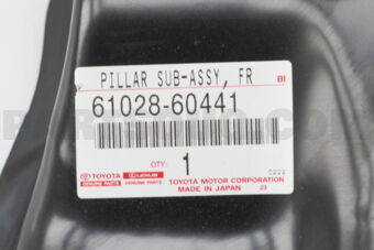Toyota 6102860441 PILLAR SUB-ASSY, FRONT BODY, OUTER LH