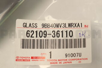 Toyota 6210936110 GLASS SUB-ASSY SIDE