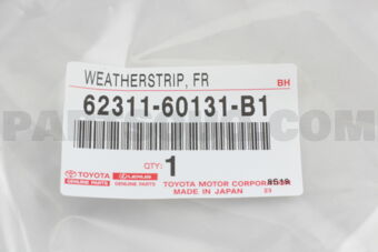 Toyota 6231160131B1 WEATHERSTRIP, FRONT DOOR OPENING TRIM, RH
