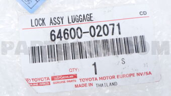 Toyota 6460002071 LOCK ASSY LUGGAGE