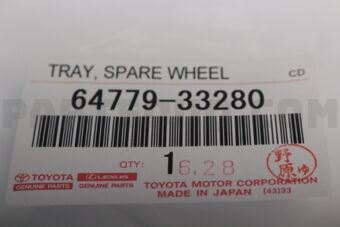 Toyota 6477933280 TRAY, SPARE WHEEL
