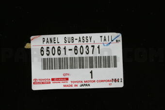 Toyota 6506160371 PANEL SUB-ASSY TAIL