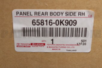 Toyota 658160K909 PANEL, REAR BODY SIDE, RH