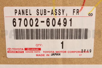 Toyota 6700260491 PANEL SUB-ASSY, FRONT DOOR, LH