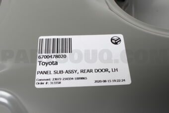 Toyota 6700478020 PANEL SUB-ASSY, REAR DOOR, LH