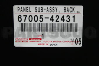 Toyota 6700542431 PANEL SUB-ASSY BACK