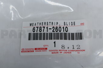 Toyota 6787126010 WEATHERSTRIP, SLIDE DOOR, NO.1 RH