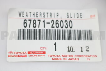 Toyota 6787126030 WEATHERSTRIP, SLIDE DOOR, NO.1 RH