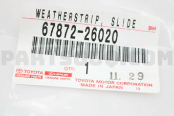Toyota 6787226020 WEATHERSTRIP, REAR DOOR, LH