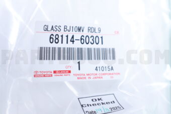 Toyota 6811460301 GLASS SUB-ASSY, REAR DOOR, LH