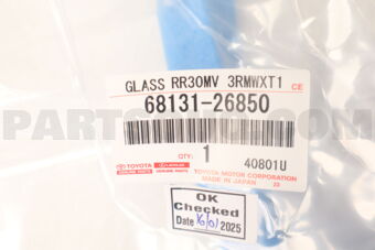Toyota 6813126850 GLASS, BACK DOOR