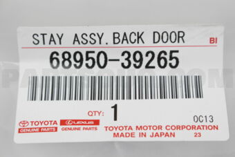 Toyota 6895039265 STAY ASSY, BACK DOOR, RH