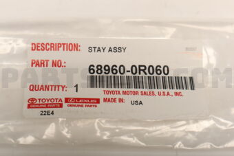 Toyota 689600R060 STAY ASSY BACK