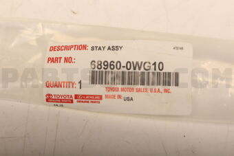 Toyota 689600WG10 STAY ASSY, BACK *USA*