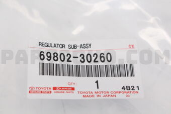 Toyota 6980230260 REGULATOR SUB-ASSY, FRONT DOOR WINDOW, LH
