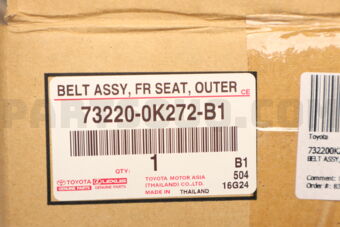 Toyota 732200K272B1 BELT ASSY, FRONT SEAT OUTER, LH